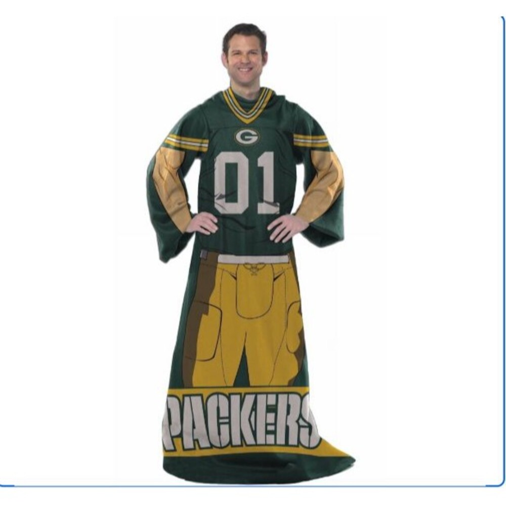 Northwest Green Bay Packers Huddler Blanket With Sleeves-Adult One Size-Fleece